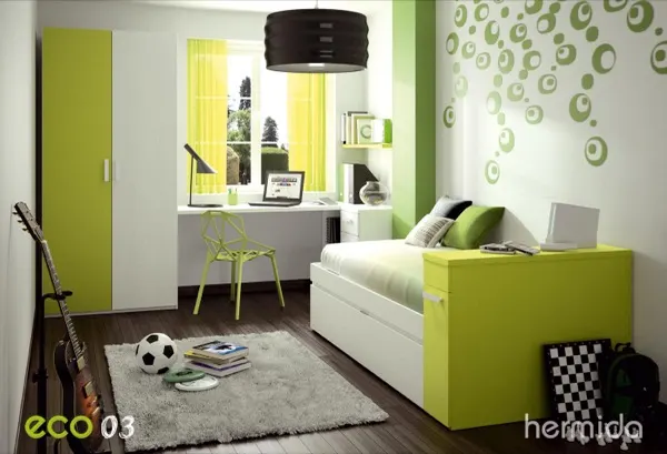 Dormitorio juvenil con cama y armario — galería de MG Mobiliario
